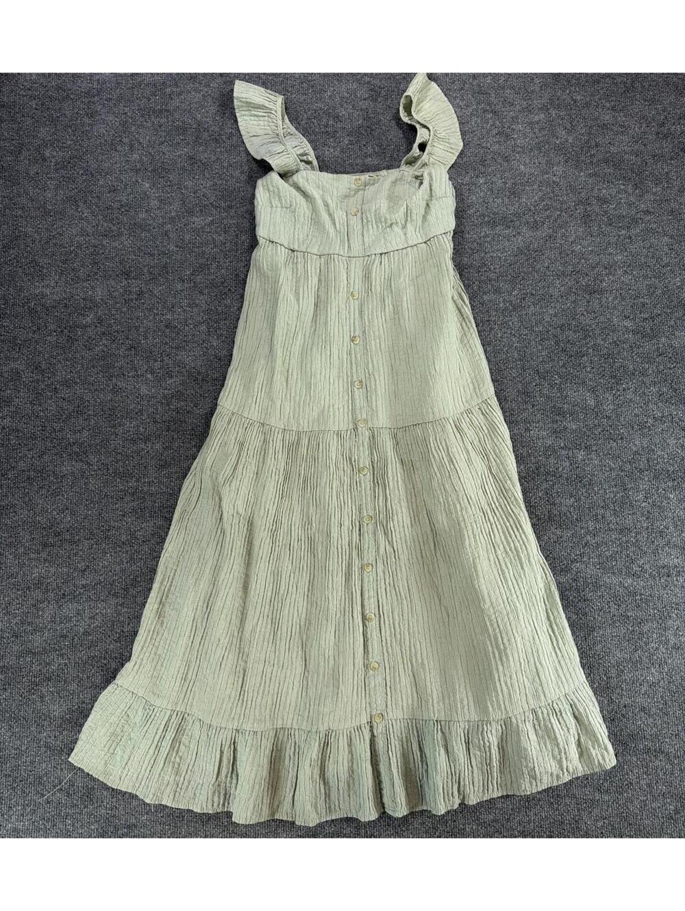By The River Ruffled Sleeveless Button-Down Dress Small Cottage, Fairy, Festival